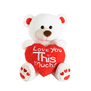 Teddy Bear Chubbs w Love You This Much Heart White (30cmST)